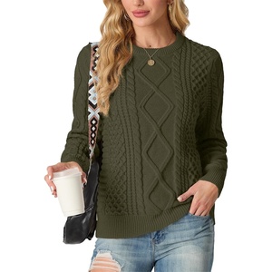 image:imageGRECERELLE 2026 Womens Fall Winter Long Sleeve Casual Pullover Sweater TopsArmy Green