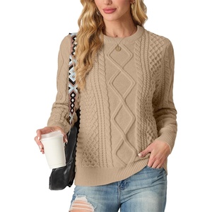 image:imageGRECERELLE 2026 Womens Fall Winter Long Sleeve Casual Pullover Sweater TopsCamel