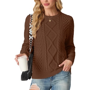 image:imageGRECERELLE 2026 Womens Fall Winter Long Sleeve Casual Pullover Sweater TopsCoffee