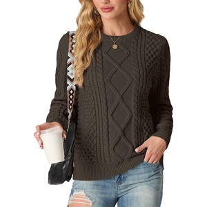 image:imageGRECERELLE 2026 Womens Fall Winter Long Sleeve Casual Pullover Sweater TopsDark Coffee