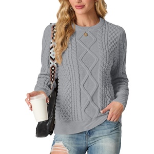 image:imageGRECERELLE 2026 Womens Fall Winter Long Sleeve Casual Pullover Sweater TopsLight Gray