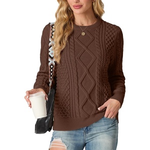 image:imageGRECERELLE 2026 Womens Fall Winter Long Sleeve Casual Pullover Sweater TopsMocha Brown