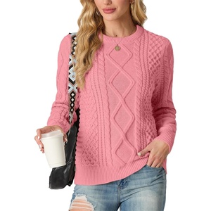 image:imageGRECERELLE 2026 Womens Fall Winter Long Sleeve Casual Pullover Sweater TopsPink