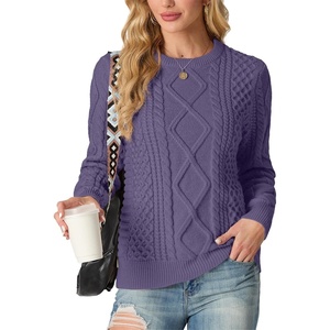 image:imageGRECERELLE 2026 Womens Fall Winter Long Sleeve Casual Pullover Sweater TopsPurple