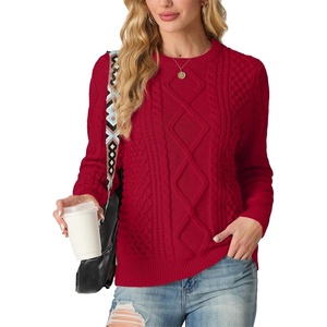 image:imageGRECERELLE 2026 Womens Fall Winter Long Sleeve Casual Pullover Sweater TopsRed