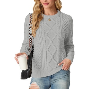 image:imageGRECERELLE 2026 Womens Fall Winter Long Sleeve Casual Pullover Sweater TopsSilver Gray