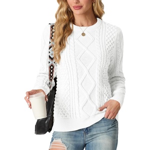 image:imageGRECERELLE 2026 Womens Fall Winter Long Sleeve Casual Pullover Sweater TopsWhite