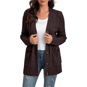 image:imageGRECERELLE 2026 Womens Long Sleeve Cable Knit Cardigan Sweater with Pockets24coffee