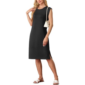 image:imageGRECERELLE 2026 Womens Summer Casual WrinkleFree Midi Dress with PocketsBlack