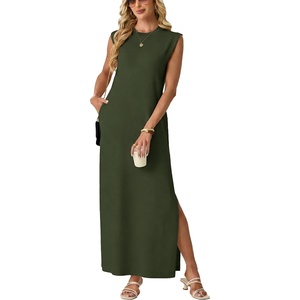 image:imageGRECERELLE 2026 Womens Summer Fall Shift Sweater Maxi Dress with PocketsArmy Green