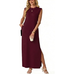 image:imageGRECERELLE 2026 Womens Summer Fall Shift Sweater Maxi Dress with PocketsWine Red