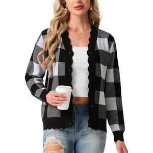 image:imageGRECERELLE Cardigan Sweaters for Women Lightweight 2026 Fall OutfitsBlack Plaid