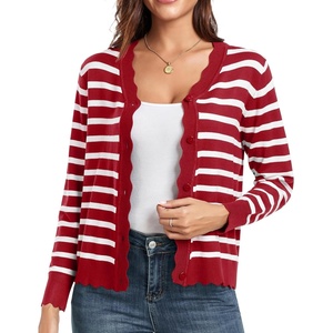 image:imageGRECERELLE Cardigan Sweaters for Women Lightweight 2026 Fall OutfitsRed White Striped