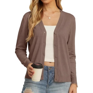image:imageGRECERELLE Cardigan Sweaters for Women Lightweight Fall Outfits 2026Brown