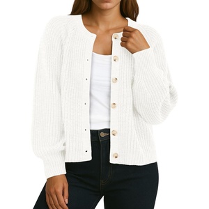 image:imageGRECERELLE Chunky Knit Cardigan Sweaters for Women 2026 Fall OutfitsBeige White