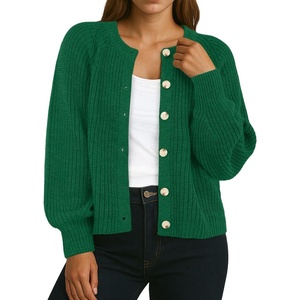image:imageGRECERELLE Chunky Knit Cardigan Sweaters for Women 2026 Fall OutfitsDark Green