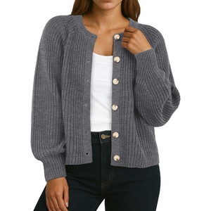 image:imageGRECERELLE Chunky Knit Cardigan Sweaters for Women 2026 Fall OutfitsGray