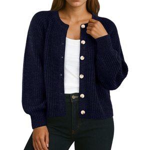 image:imageGRECERELLE Chunky Knit Cardigan Sweaters for Women 2026 Fall OutfitsNavy Blue