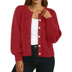 image:imageGRECERELLE Chunky Knit Cardigan Sweaters for Women 2026 Fall OutfitsRed
