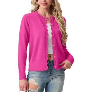 image:imageGRECERELLE Knit Cardigan Sweaters for Women Lightweight 2026 Fall OutfitsHot Pink