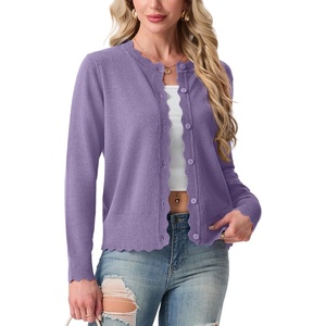 image:imageGRECERELLE Knit Cardigan Sweaters for Women Lightweight 2026 Fall OutfitsPurple Gray