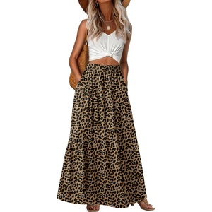 image:imageGRECERELLE Maxi Skirts for Women High Waist Tiered with PocketsLd Khaki