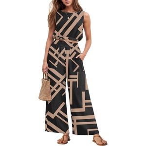 image:imageGRECERELLE Two Piece Sets for Women Summer Crop Top Wide Leg Pants 2026Black Rectangle