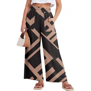 image:imageGRECERELLE Wide Leg Pants for Women Elastic High Waisted Palazzo TrousersBlack Rectangle