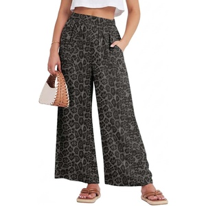 image:imageGRECERELLE Wide Leg Pants for Women Elastic High Waisted Palazzo TrousersGray Ld Dark Gray