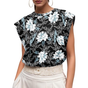 image:imageGRECERELLE Women 2026 Cap Sleeve Tops Summer Casual Tee Shirt Loose Crew Neck Basic Tank Trendy Work Vacation Outfits S2XLBlack White Lily