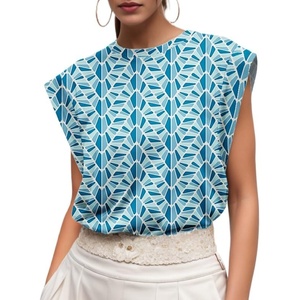 image:imageGRECERELLE Women 2026 Cap Sleeve Tops Summer Casual Tee Shirt Loose Crew Neck Basic Tank Trendy Work Vacation Outfits S2XLBlue Fish Scale