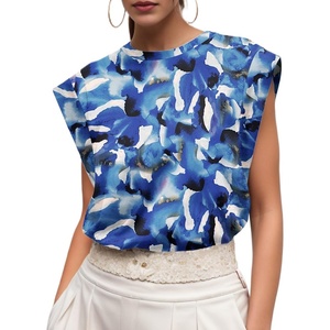 image:imageGRECERELLE Women 2026 Cap Sleeve Tops Summer Casual Tee Shirt Loose Crew Neck Basic Tank Trendy Work Vacation Outfits S2XLBlue Ink White