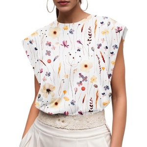 image:imageGRECERELLE Women 2026 Cap Sleeve Tops Summer Casual Tee Shirt Loose Crew Neck Basic Tank Trendy Work Vacation Outfits S2XLDreamy Garden