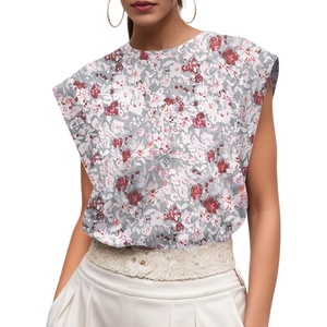 image:imageGRECERELLE Women 2026 Cap Sleeve Tops Summer Casual Tee Shirt Loose Crew Neck Basic Tank Trendy Work Vacation Outfits S2XLGray Azalea