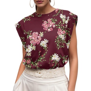 image:imageGRECERELLE Women 2026 Cap Sleeve Tops Summer Casual Tee Shirt Loose Crew Neck Basic Tank Trendy Work Vacation Outfits S2XLLagerstroemia Wine