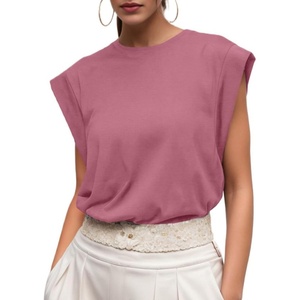 image:imageGRECERELLE Women 2026 Cap Sleeve Tops Summer Casual Tee Shirt Loose Crew Neck Basic Tank Trendy Work Vacation Outfits S2XLMauve