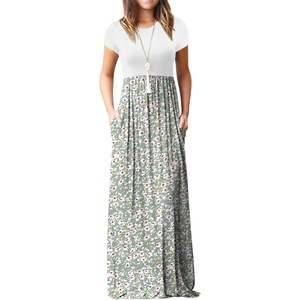 image:imageGRECERELLE Women Summer Casual Maxi Long Dress Short Sleeve Crew Neck with Pockets Size S3XLLily Green