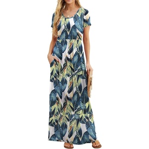 image:imageGRECERELLE Women Summer Casual Maxi Long Dress Short Sleeve Crew Neck with Pockets Size S3XLWhite Monotherapy