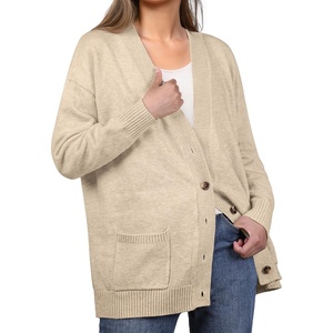 image:imageGRECERELLE Womens 2025 Fall Cardigan Sweaters Oversized Open Front Button Knit Outwear Coats with PocketsApricot