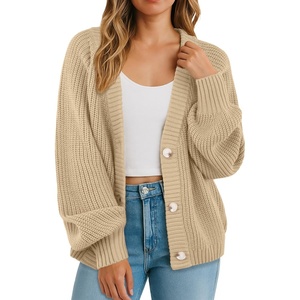 image:imageGRECERELLE Womens 2026 Fall Chunky Knit Cardigan SweaterApricot