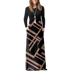 image:imageGRECERELLE Womens Casual Long Sleeve Maxi Dresses with Pockets Crew Neck Soft Stretchy Flowy Fall Dress for Work ChurchBlack Rectangle