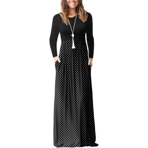 image:imageGRECERELLE Womens Casual Long Sleeve Maxi Dresses with Pockets Crew Neck Soft Stretchy Flowy Fall Dress for Work ChurchLittle Pd Black