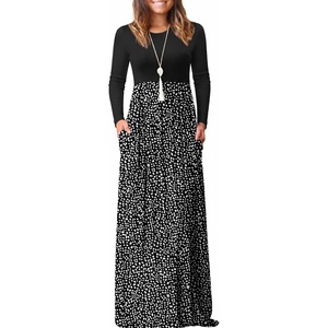 image:imageGRECERELLE Womens Casual Long Sleeve Maxi Dresses with Pockets Crew Neck Soft Stretchy Flowy Fall Dress for Work ChurchPj Ld Black