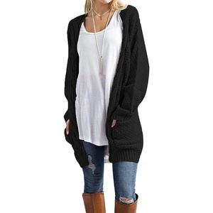 image:imageGRECERELLE Womens Fall Winter Long Sleeve Cardigans Sweater with Pockets02 Black