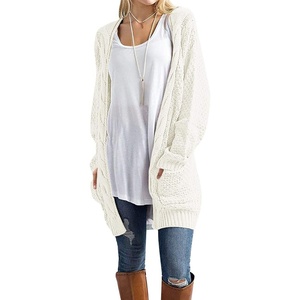 image:imageGRECERELLE Womens Fall Winter Long Sleeve Cardigans Sweater with Pockets05 White