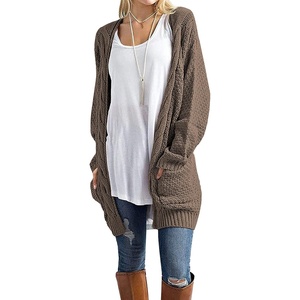 image:imageGRECERELLE Womens Fall Winter Long Sleeve Cardigans Sweater with Pockets11 Dark Khaki
