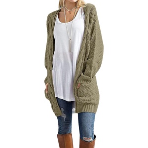 image:imageGRECERELLE Womens Fall Winter Long Sleeve Cardigans Sweater with PocketsCocoa
