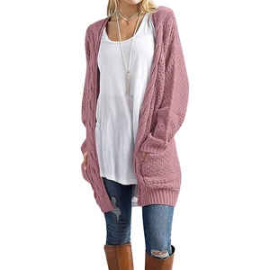 image:imageGRECERELLE Womens Fall Winter Long Sleeve Cardigans Sweater with PocketsDeep Pink
