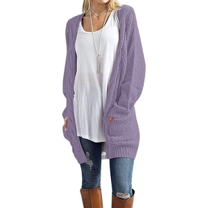 image:imageGRECERELLE Womens Fall Winter Long Sleeve Cardigans Sweater with PocketsLilac