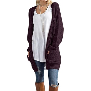 image:imageGRECERELLE Womens Fall Winter Long Sleeve Cardigans Sweater with PocketsRosewood